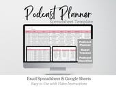 Podcast Planner Spreadsheet Template Google Sheets, Podcast Checklist Excel Spreadsheet, Content Creation Sheet, Social Media Planner Bundle