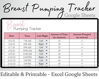 Breast Pumping Tracker Google Sheets, Breastfeeding Planning Milk Inventory Log, Excel Spreadsheet, Exclusive Pumping Mom Postpartum Journal