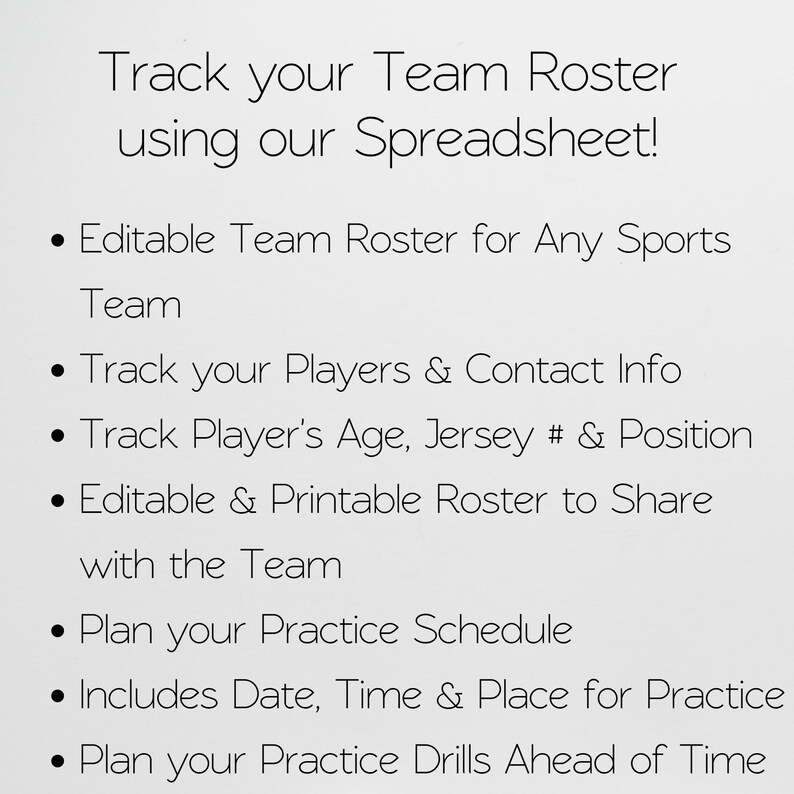 Team Roster Template Google Sheets, Youth Sports Team Template Google ...