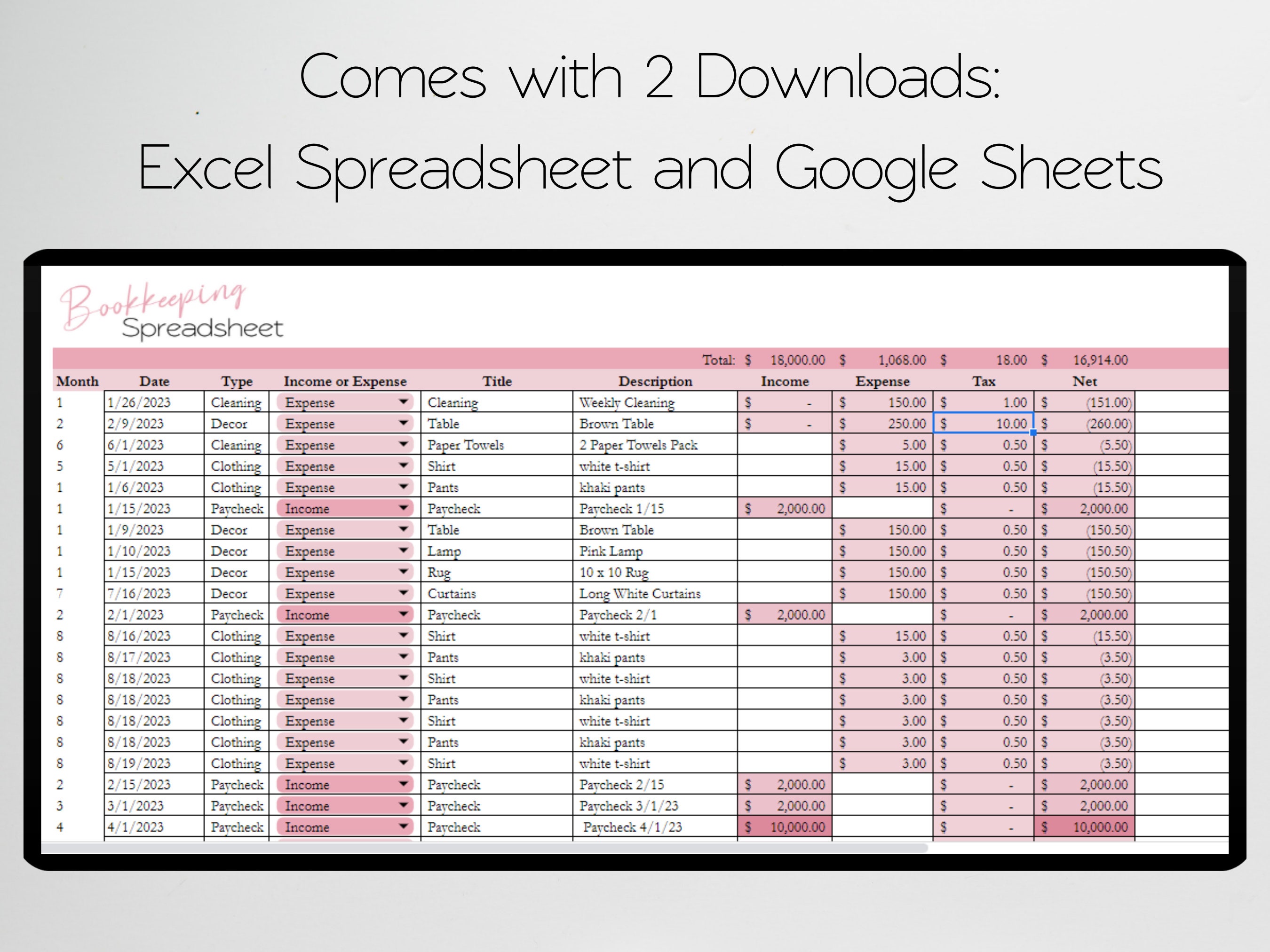 Easy Bookkeeping Spreadsheet Bookkeeping Template - Etsy