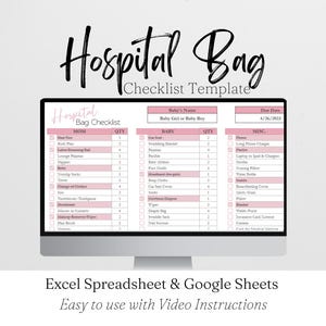 Hospital Bag Checklist for Labor and Delivery Google Sheets, New Mom Baby, Maternity Hospital Bag Essentials, Birth Bag Packing List Planner