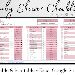 Babyparty Checkliste Google Sheets, Baby Registrierung Checkliste, Neugeborene Must Haves, neue Mutter Planer, Baby Essentials Planung, Excel bearbeitbar