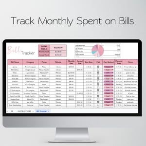 Bill Tracker Excel Spreadsheet, Monthly Bill Tracker Google Sheets, Cute Bill Payment Tracker, Personal Finance Bill Organizer Monthly Bills image 4