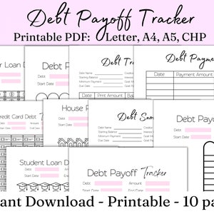 Debt Pay off Tracker Debt Tracker Printable PDF, Debt Snow ball, Debt Payoff Tracker, Debt Tracker Sheet, Habit Tracker Printable Template