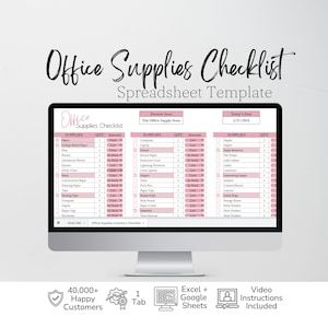 Lista de verificación de suministros de oficina, plantilla de lista de verificación de suministros de oficina para empresas en hoja de cálculo de Excel, lista de suministros de oficina en Google Sheets, hogar