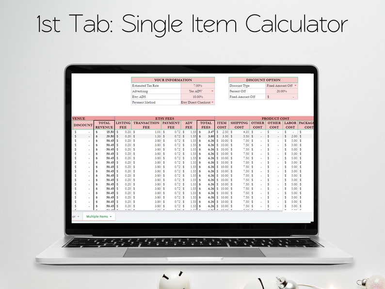 Profit Calculator Spreadsheet Etsy Fee and Profit Calculator Etsy