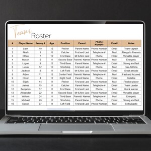 Team Roster Template Google Sheets, Youth Sports Team Template Google ...
