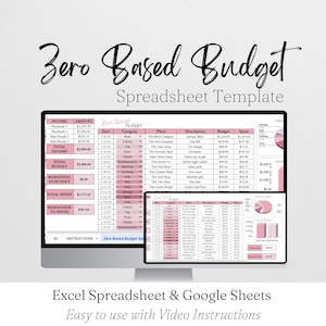 Zero Based Budget Excel Spreadsheet, Google Sheets Budget Template, Personal Finance, Budgeting Template, Family Budget, Easy to Use Tracker