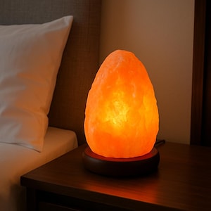 Natural Himalayan Salt Lamp – Hand-Carved Crystal Rock | Calming Amber Glow for Bedroom, Office, Wellness & Gift