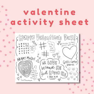 Saint-Valentin chrétienne, Saint Valentin à colorier pour les enfants, activité verset de la Bible de la Saint-Valentin, Saint Valentin imprimable, téléchargement numérique