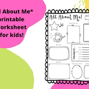 All About Me Printable Worksheet for Kids, All about me printable template, All About me poster, All about me page for school or classroom