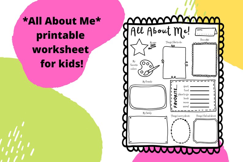 All About Me Printable Worksheet for Kids, All About Me Printable ...
