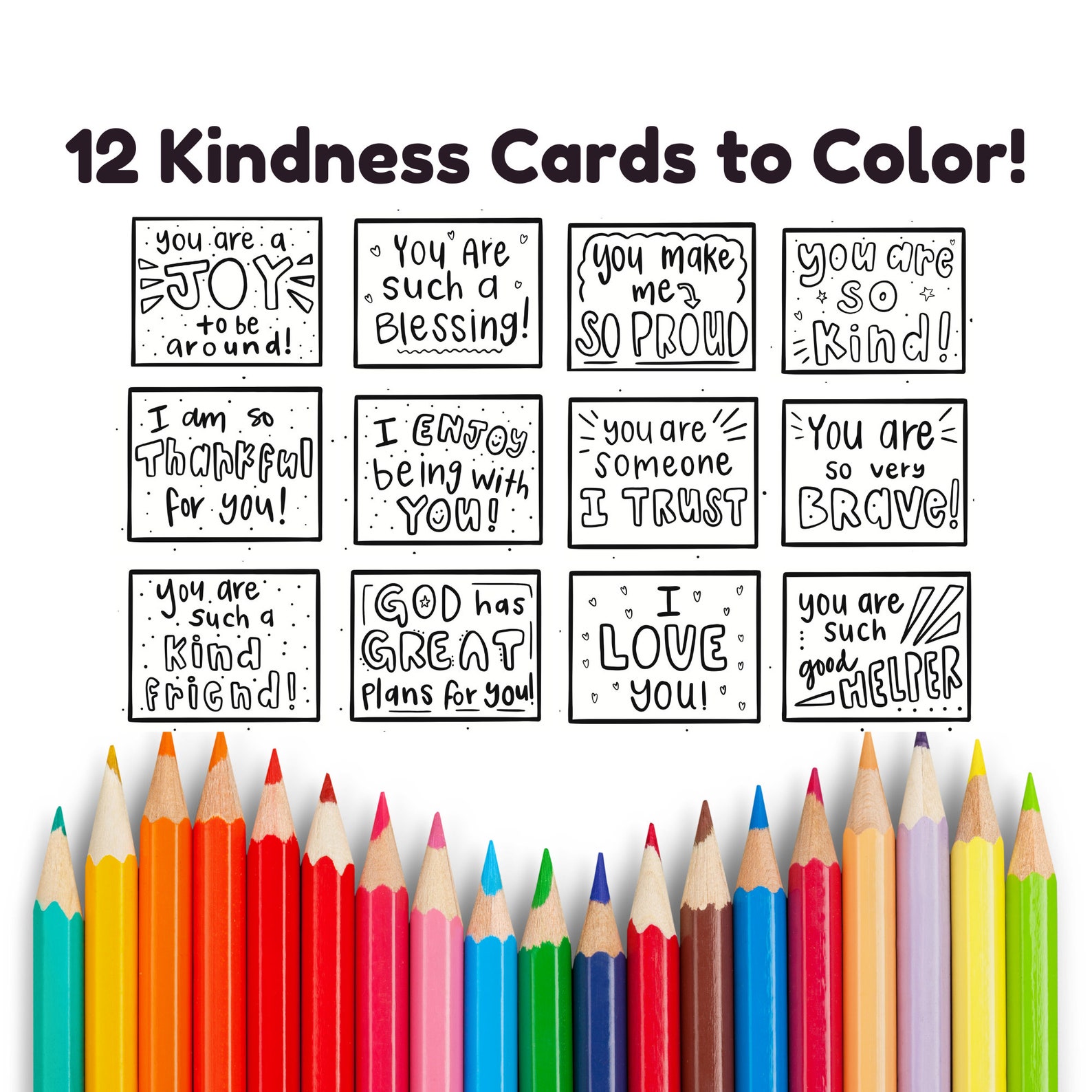 Kindness Coloring Page, Kindness Card Printable, Kids Kindness Card, Kindness Cards, Positive ...