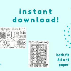 Printable Kids Christian Easter Coloring Page & Easter Word Search (Digital Download) image 2