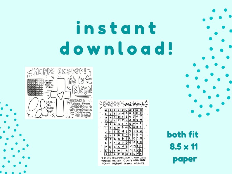 Printable Kids Christian Easter Coloring Page & Easter Word Search (Digital Download) image 2