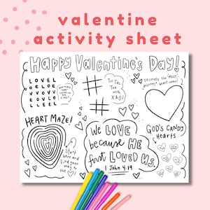 Christian Valentine's Day Activity Coloring Page: Bible Verse Games about God's Love (Digital Download) image 1