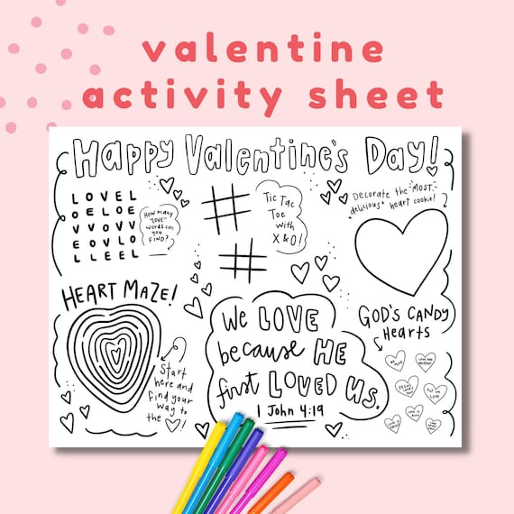 Christian Valentine's Day Activity Coloring Page: Bible Verse Games about God's Love (Digital Download)