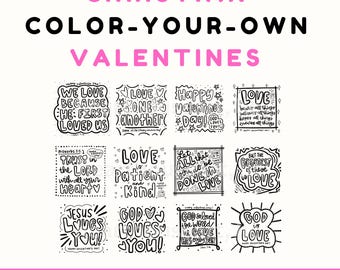 Christian Valentine Cards, Color Your Own Scripture Valentines (PDF Printable)