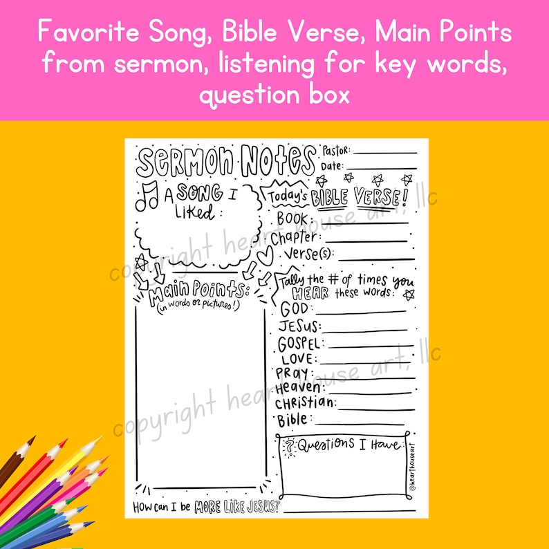 sermon notes for kids, bible verse notes, bible study notes,