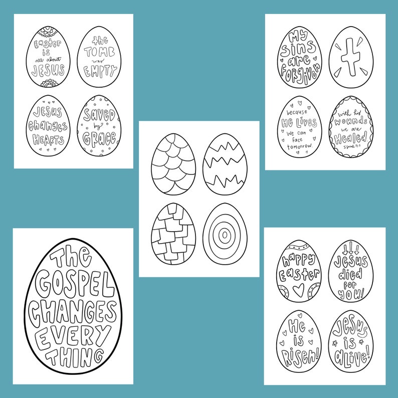 Image shows all 5 downloadable Easter egg designs.