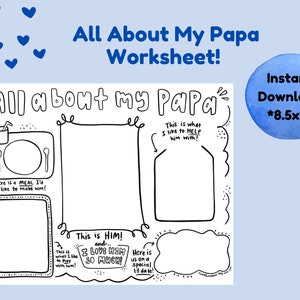 All About My Papa for Father's Day, Papa Fathers Day Gift, Gift for Papa, Father's Day Card, Father's Day Craft, Coloring Page for Papa