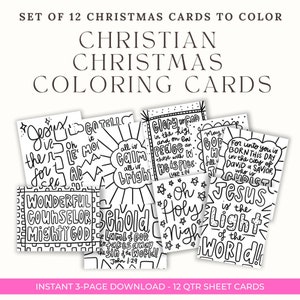 Cartões de Natal com Escrituras, Cartões de Colorir de Natal, Cartões de Versículos da Bíblia, Cartões de Natal com Versículos da Bíblia, Cartões Cristãos para Imprimir, PDF para Imprimir
