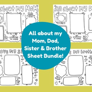 Alles über meine Familie Fill in the Blank Printable - Alles über meinen Dad - Alles über meine Mutter - Alles über meinen Bruder - Alles über meine Schwester, PDF