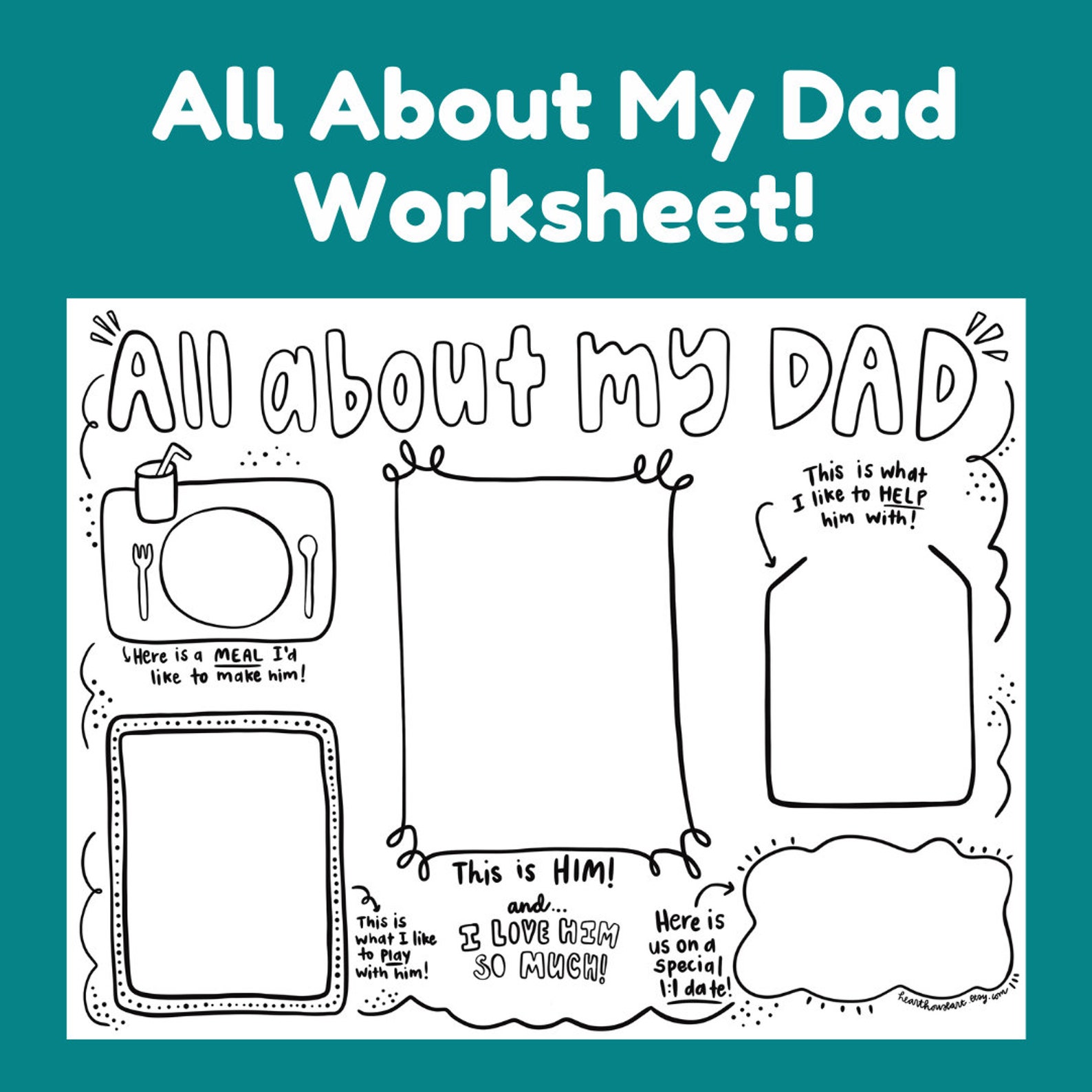 All About Dad Printable Worksheet: Father's Day Kids Activity (instant ...