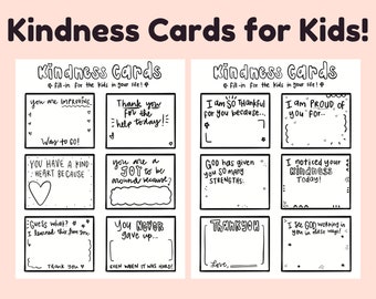 Printable Kindness Cards, Positive Affirmation Cards, Kids Affirmation Printable Art, Compliment Cards, Encouragement Cards, Lunchbox Notes