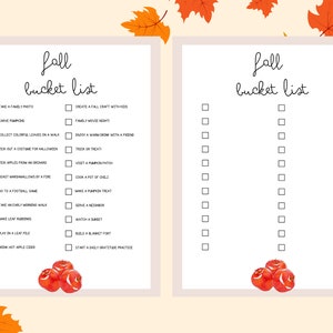 Fall Bucket List, Autumn Bucket List, Fall Printable Activities, Editable Bucket List, Fall To Do Lists, Autumn Activities for Kids