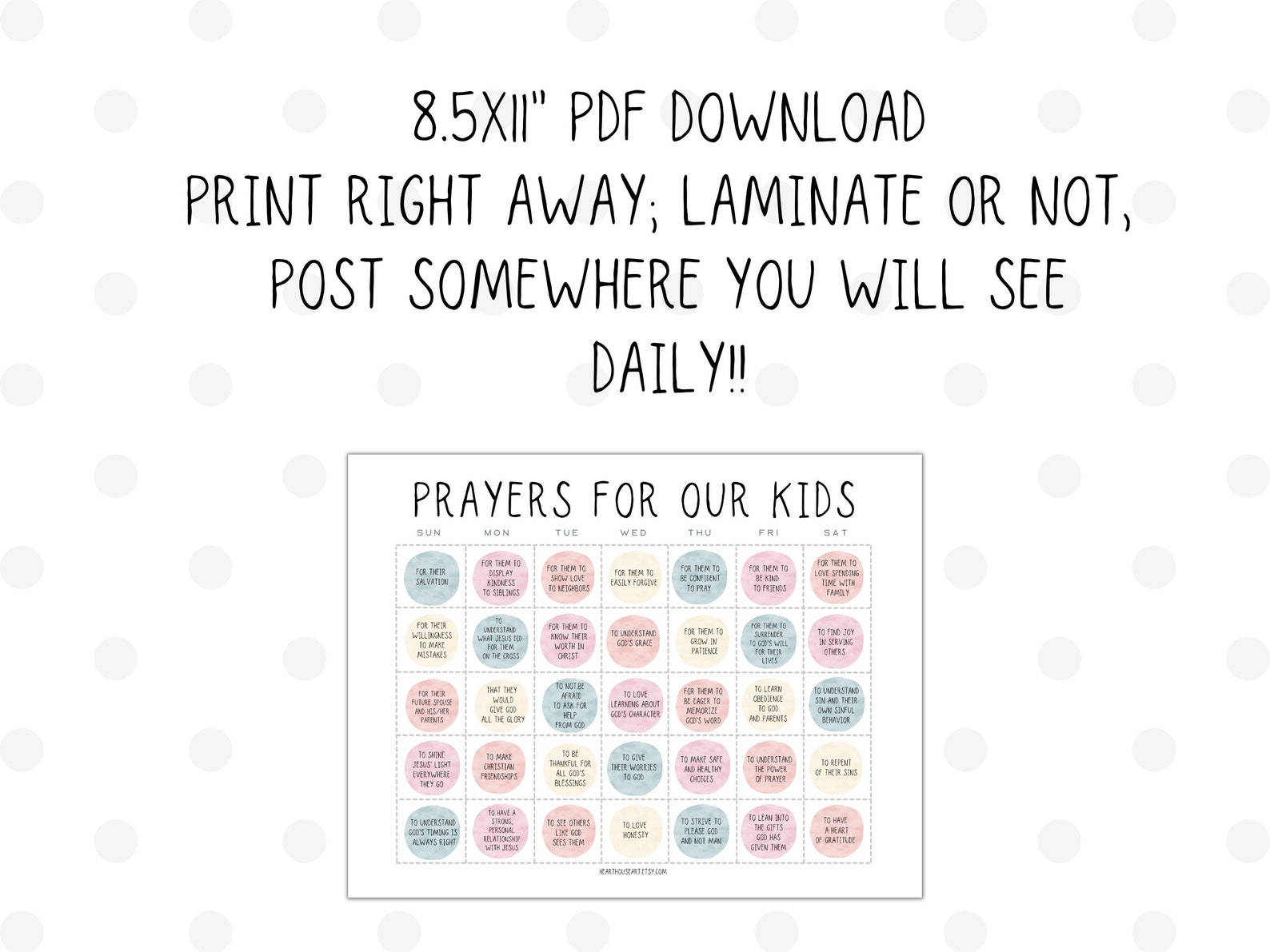 Prayer Prompt Printable Prayer Calendar Prayer Cards Prayer Print Prayer Kids Christian Wall Art ...