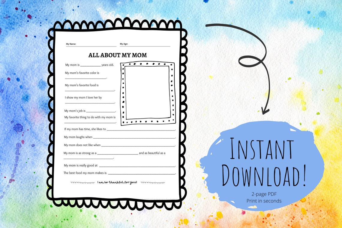 All About My Mom for Mother's Day Gift for Mom Etsy