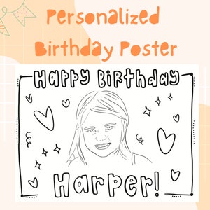 Poster di compleanno / Compleanno per bambini stampabile / Pagine da colorare personalizzate per bambini / Banner di compleanno personalizzato / Banner di compleanno per bambini