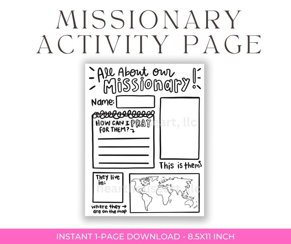 Missionary Prayer Activity Page | 8.5x11 Christian Kids Printable ...
