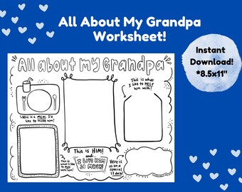 All About My Grandpa Worksheet, Father's Day Card Printable (PDF)