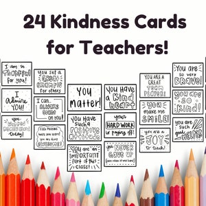 Kindness at School, Teach Kindness, Coloring Cards for kids, Kids Affirmation, Compliment Cards, Printable Encouragement Cards, Download PDF