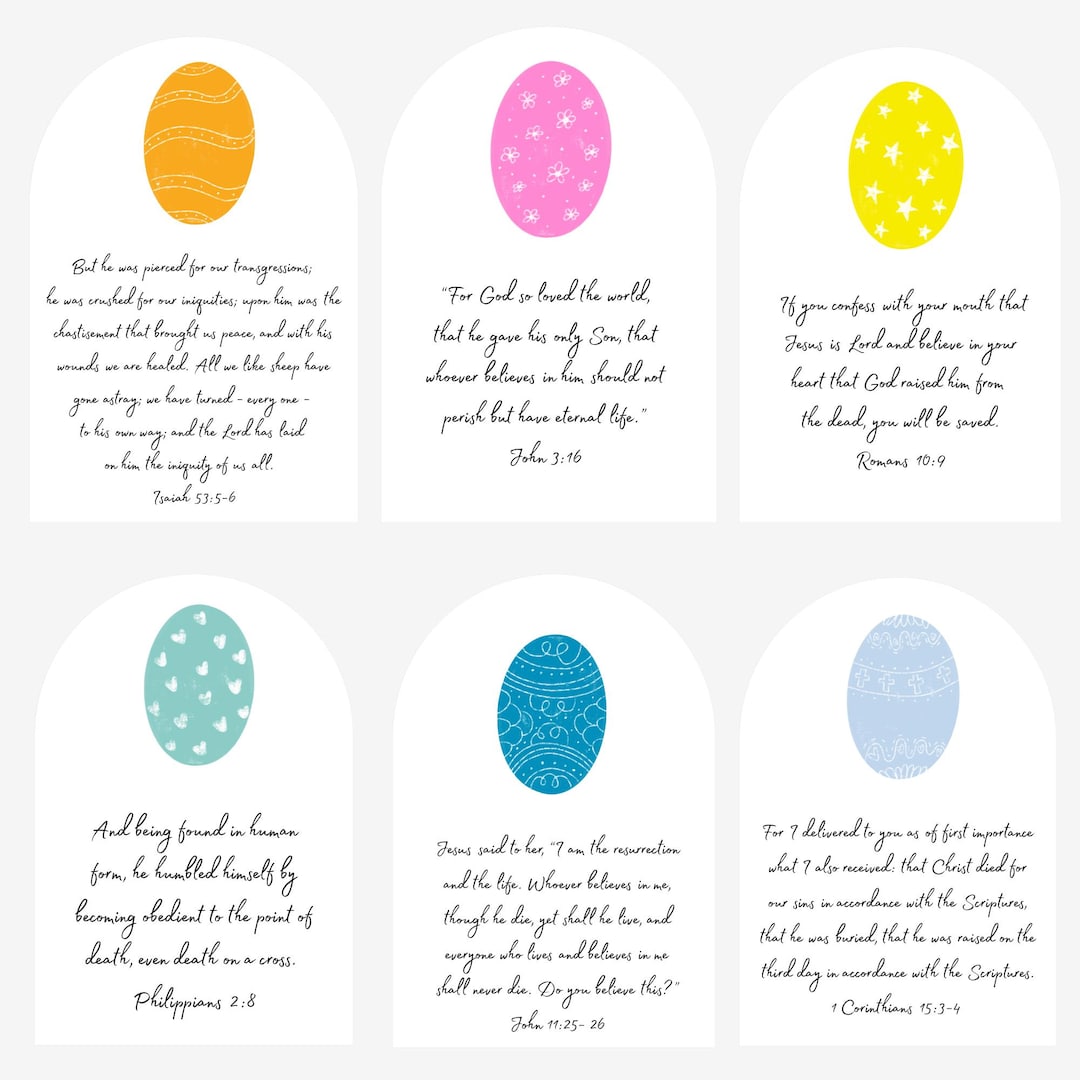 Christian Easter Bible Verse Cards, Easter Scripture Memory Cards ...