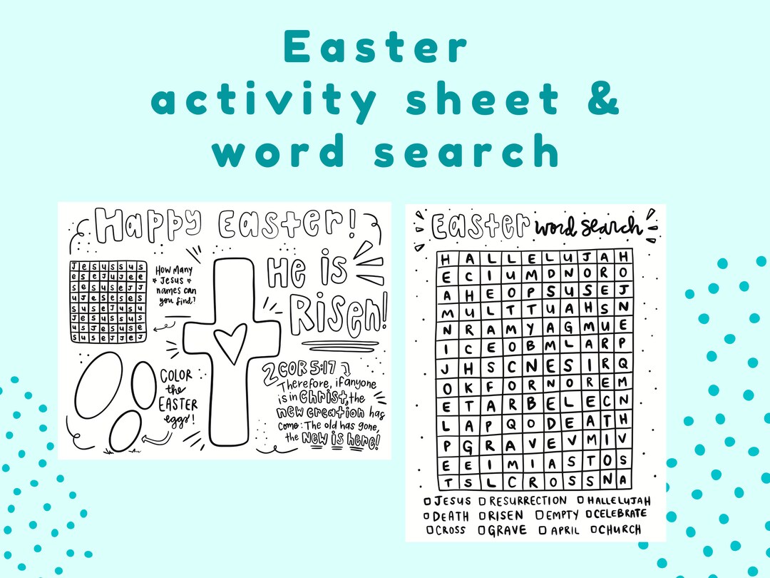 Printable Kids Christian Easter Coloring Page & Easter Word Search ...