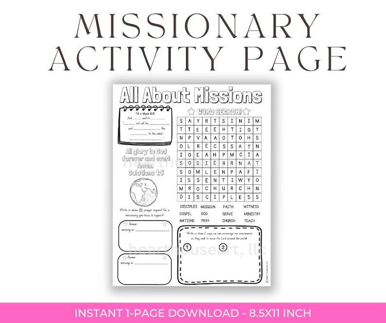 Missionary Activity Page for Youth and Missions Coloring Page