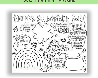 St. Patrick's Day Coloring Page Activities for Kids, St. Patrick Christian Craft Printable (PDF)