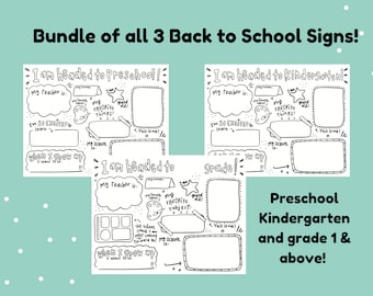 First Day of School Sign: Printable Back to School Bundle (PDF Instant Download)
