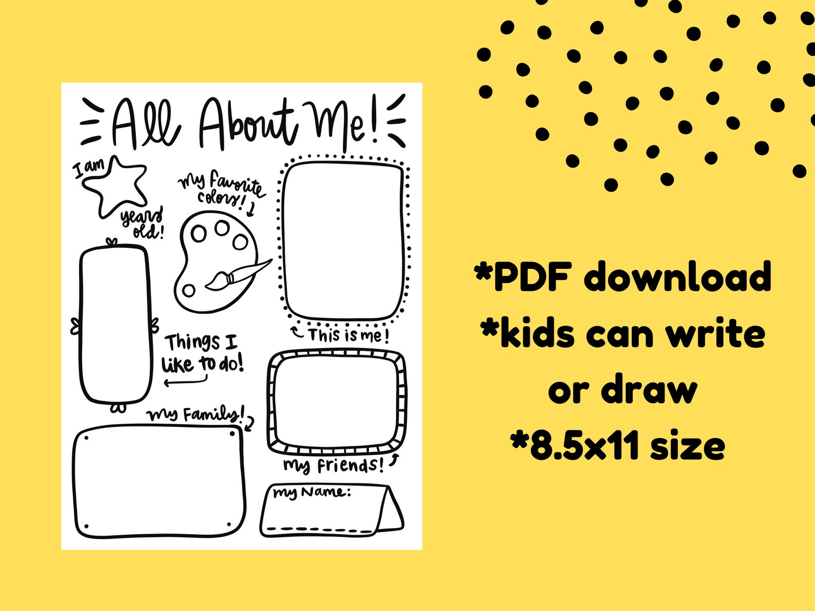 All about me poster all about me printable all about me worksheet