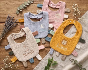 Personalized Embroidery Baby Cotton Gauze Bib | Soft & Absorbent Baby Bib | Custom Name Baby Gift | Baby Shower Gift