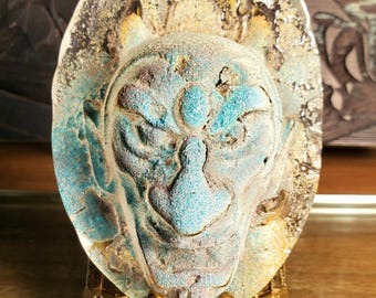 Unique Sand Cast Glass Devil Sculpture.