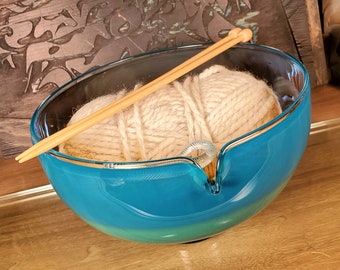 Handmade Blown Glass Knitting Bowl