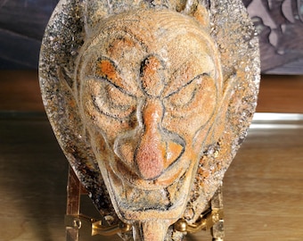 Unique Sand Cast Glass Devil Sculpture.