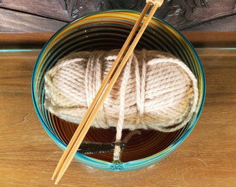 Handmade Blown Glass Knitting Bowl.