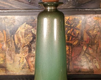 Glistening Conical Blown Glass Vase With Golden Paperweight Topper.