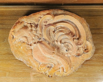 Sand Cast Glass Rooster Sculpture Created From Vintage 1970's Ceramic Wall Art.