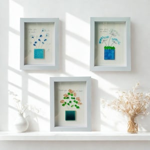 Sea Glass Flowers Wall Art - Handmade Floral Art Decor & Lover Gift with Personalized Quote